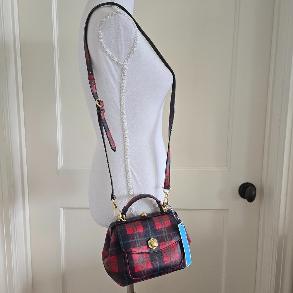 Draper James Red Plaid Top Handle Shoulder Bag NWT - Picture 3 of 13